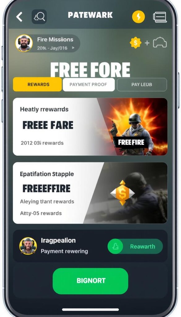 Aplicación Paidwork mostrando recompensas por jugar Free Fire Aplicación Paidwork mostrando recompensas por jugar Free Fire