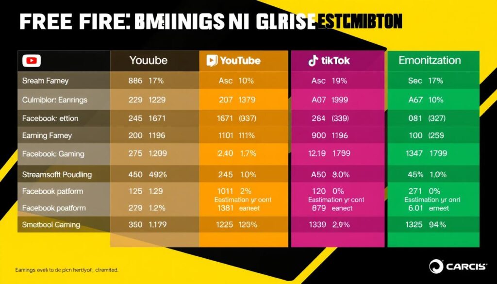 Comparativa de ingresos entre plataformas de streaming para Free Fire ganar dinero con free fire