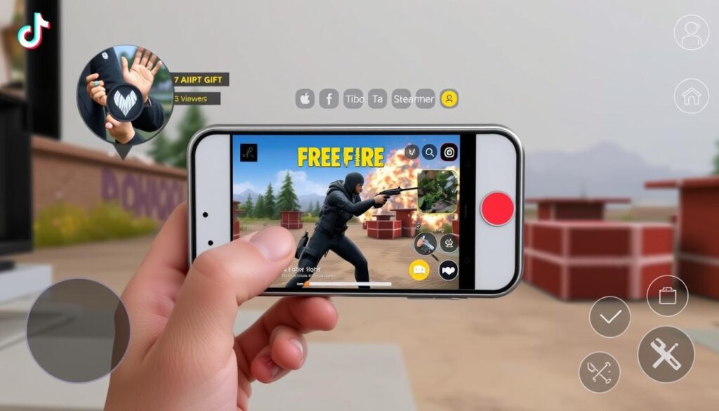 Interfaz de TikTok Live con stream de Free Fire Interfaz de TikTok Live con stream de Free Fire
