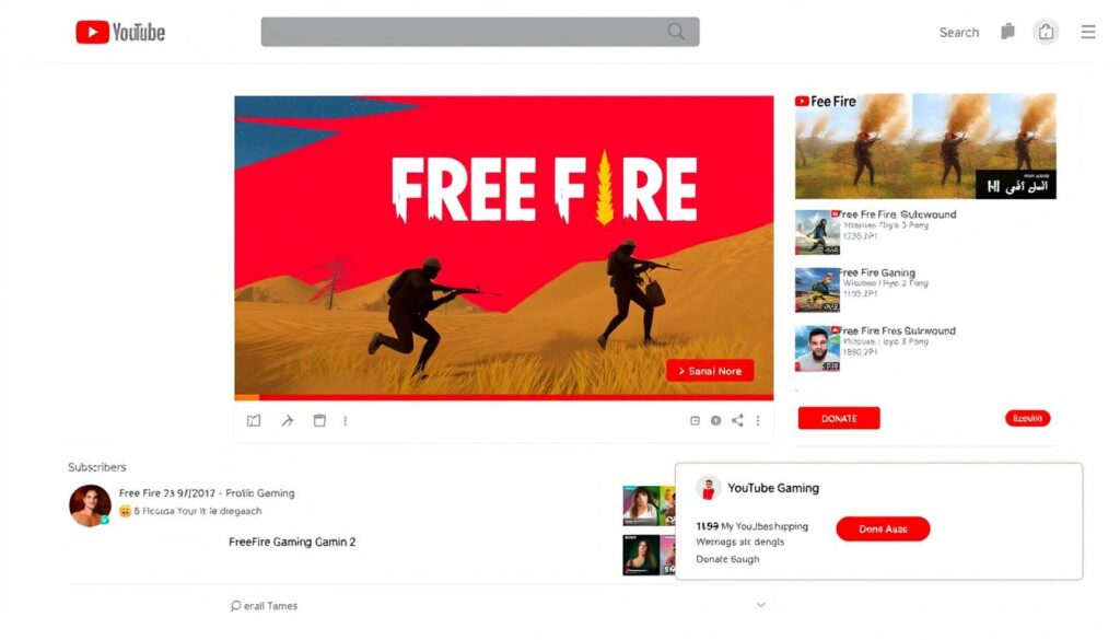 Interfaz de YouTube Gaming mostrando stream de Free Fire Interfaz de YouTube Gaming mostrando stream de Free Fire