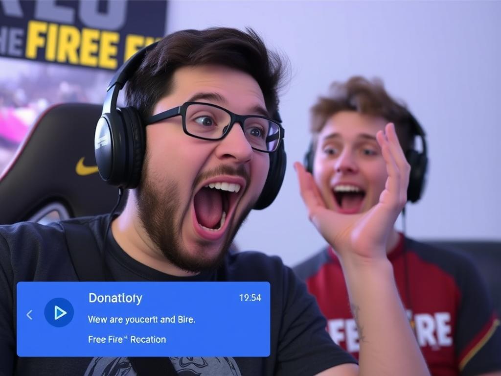 Streamer recibiendo donación mientras juega Free Fire Streamer recibiendo donación mientras juega Free Fire
